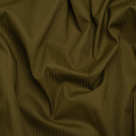 Cotton Twill Shirting - Dark Olive Green Subtle Stripes - Deadstock