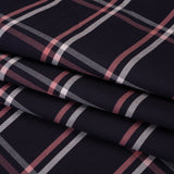 Cotton Oxford Shirting - Dark Navy, Rose Pink and White Windowpane Plaid - Deadstock