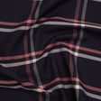 Cotton Oxford Shirting - Dark Navy, Rose Pink and White Windowpane Plaid - Deadstock