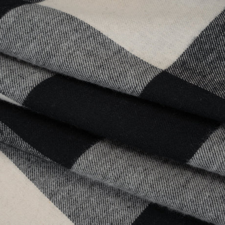 Cotton Twill Flannel - Black and Ecru Buffalo Check - Deadstock
