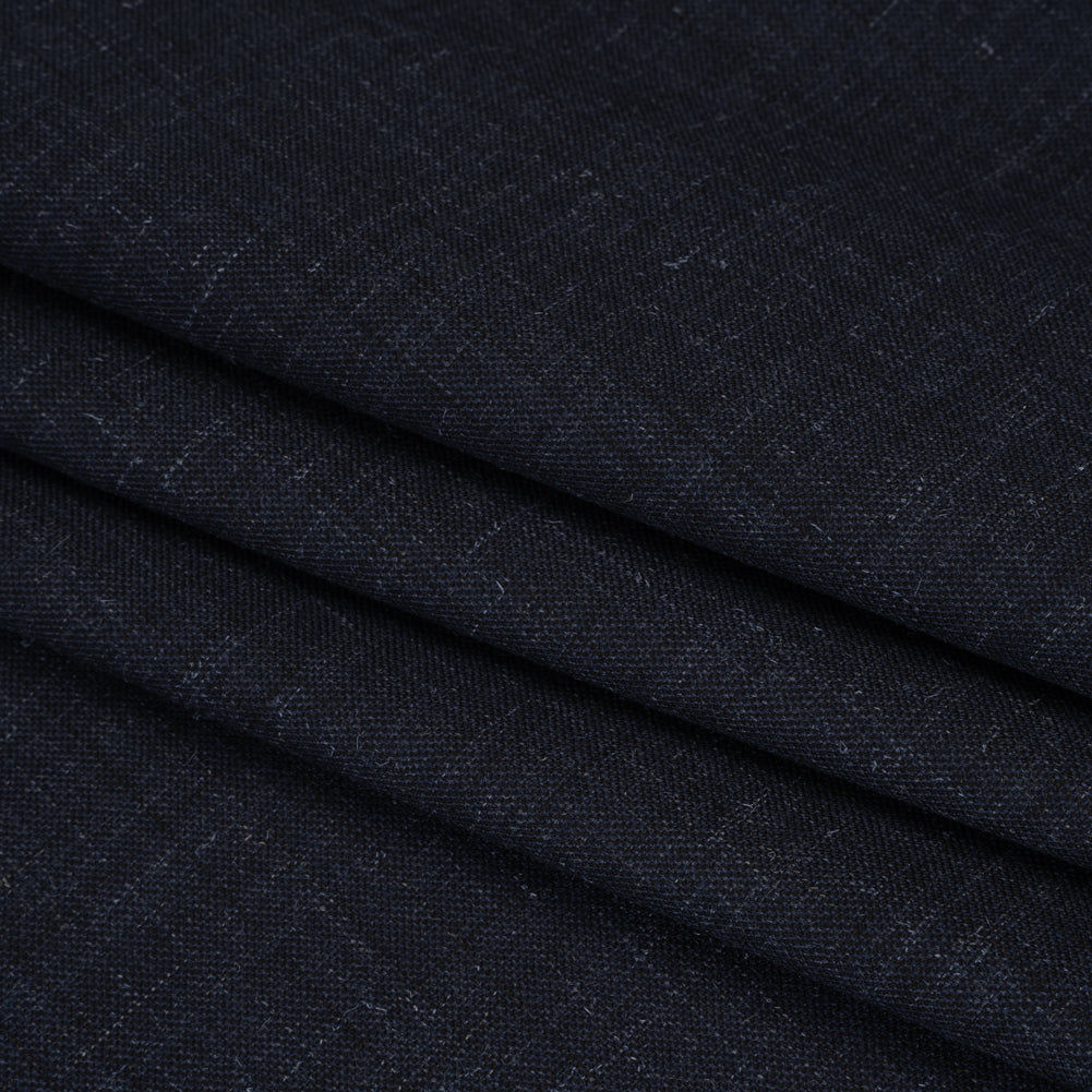 Wool and Alpaca Suiting Made in Italy - Heathered Dark Indigo - Deadstock