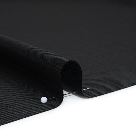 Wool Twill Suiting Made in Italy - Black Tonal Stripes - Deadstock
