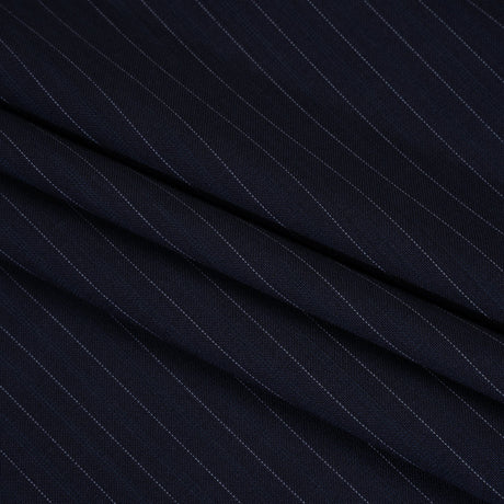 Wool Suiting Made in Italy - Navy and Pale Blue Pinstripes - Deadstock