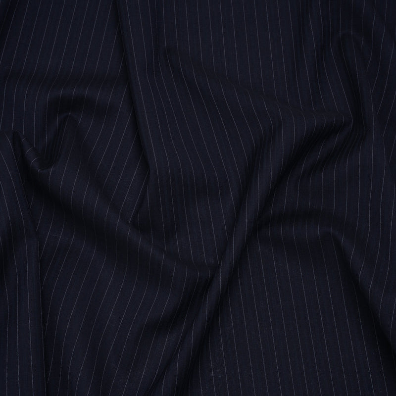 Wool Suiting Made in Italy - Navy and Pale Blue Pinstripes - Deadstock
