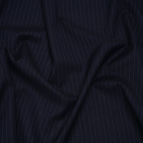 Wool Suiting Made in Italy - Navy and Pale Blue Pinstripes - Deadstock