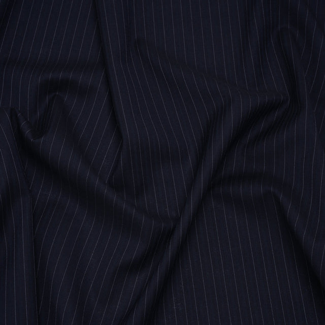 Wool Suiting Made in Italy - Navy and Pale Blue Pinstripes - Deadstock