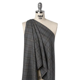 Wool Suiting Made in Italy - Gray, Charcoal and Brown Plaid - Deadstock