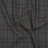 Wool Suiting Made in Italy - Gray, Charcoal and Brown Plaid - Deadstock