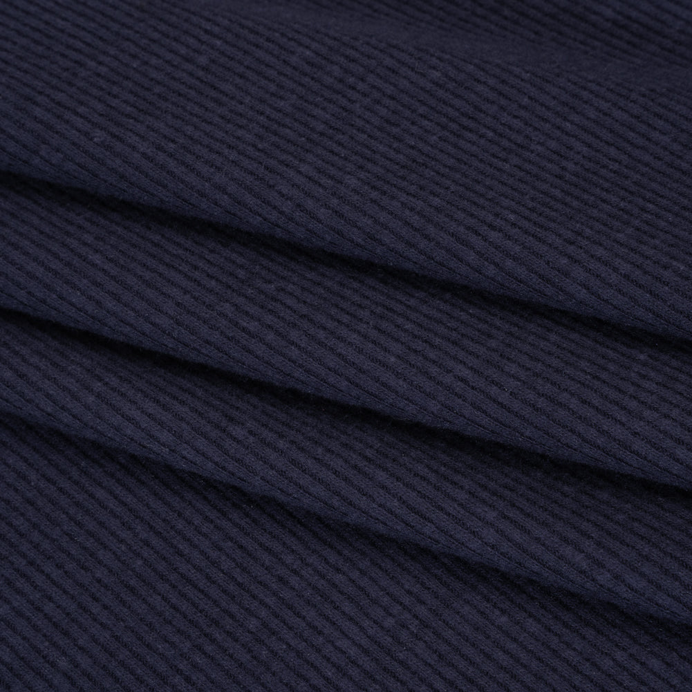 Stretch Brushed Double Face 2x2 Rib Knit - Navy - Deadstock