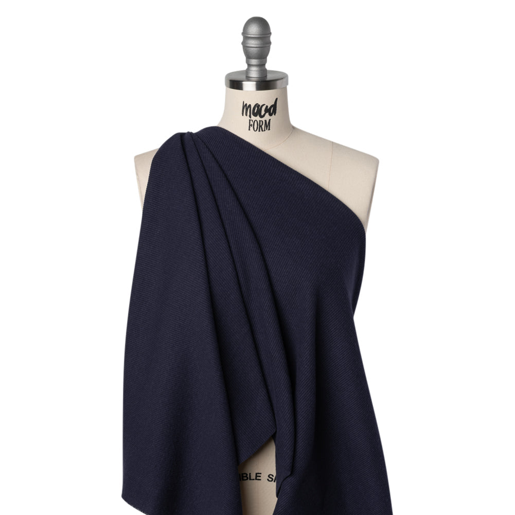 Stretch Brushed Double Face 2x2 Rib Knit - Navy - Deadstock