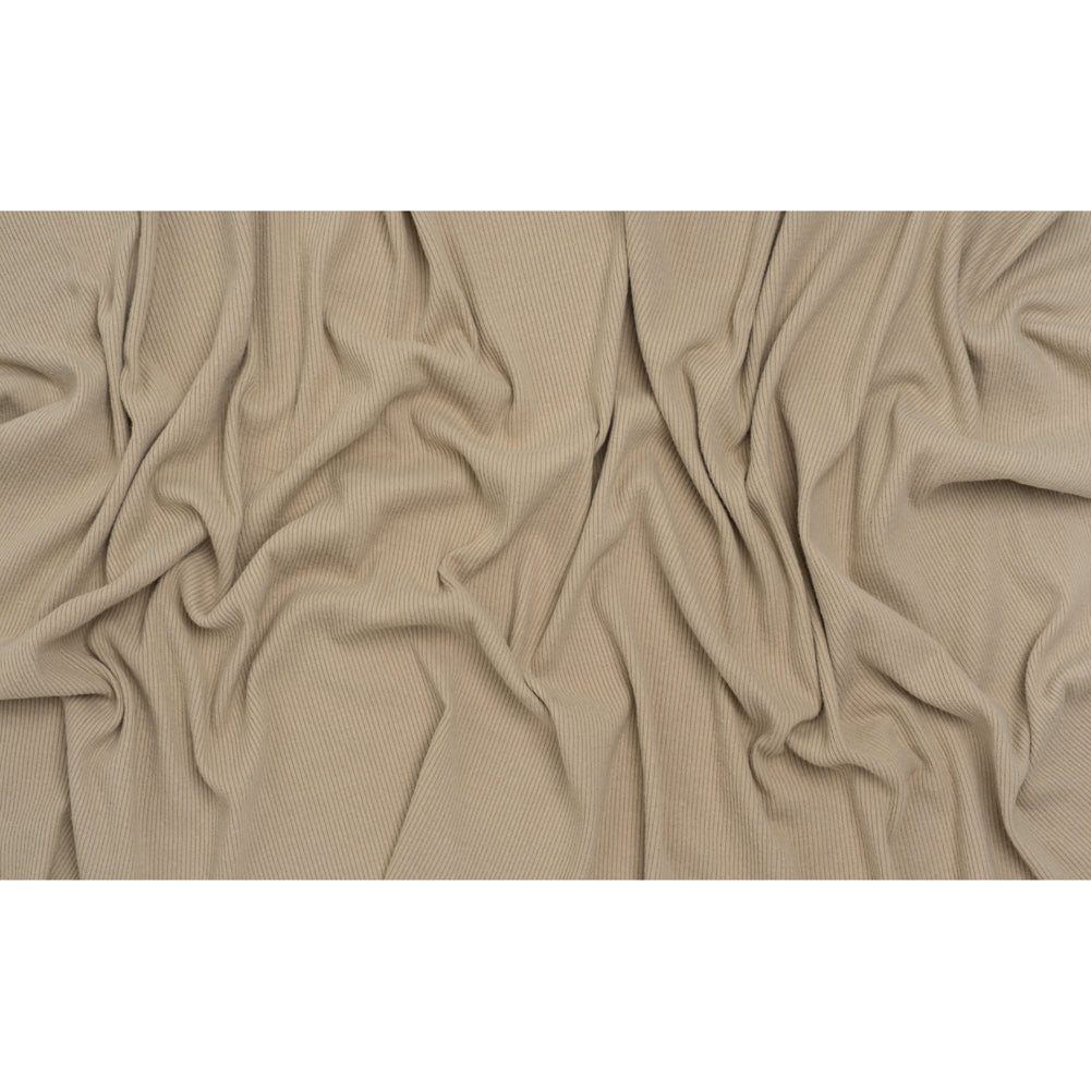 Stretch Brushed Double Face 2x2 Rib Knit - Taupe - Deadstock