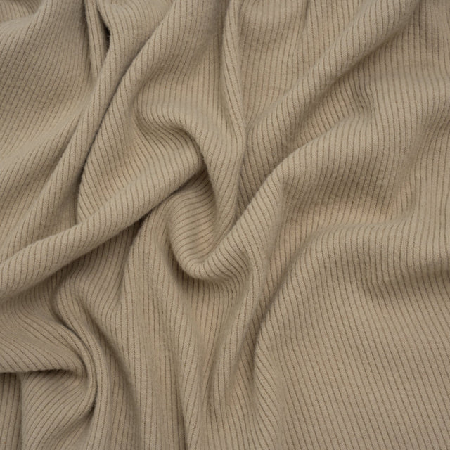 Stretch Brushed Double Face 2x2 Rib Knit - Taupe - Deadstock