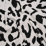 Stretch Cotton 2x2 Rib Knit Print - Black and White Big Leopard Spots - Deadstock