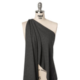 Brushed Cozy Stretch Viscose 2x2 Rib Knit - Anthracite Gray - Deadstock