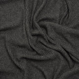 Brushed Cozy Stretch Viscose 2x2 Rib Knit - Anthracite Gray - Deadstock