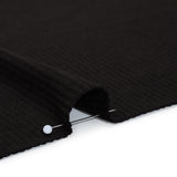 Brushed Cozy Stretch Viscose 2x2 Rib Knit - Faded Black - Deadstock