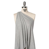 Brushed Cozy Stretch Viscose 2x2 Rib Knit - Heather Gray - Deadstock