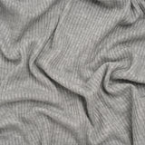 Brushed Cozy Stretch Viscose 2x2 Rib Knit - Heather Gray - Deadstock