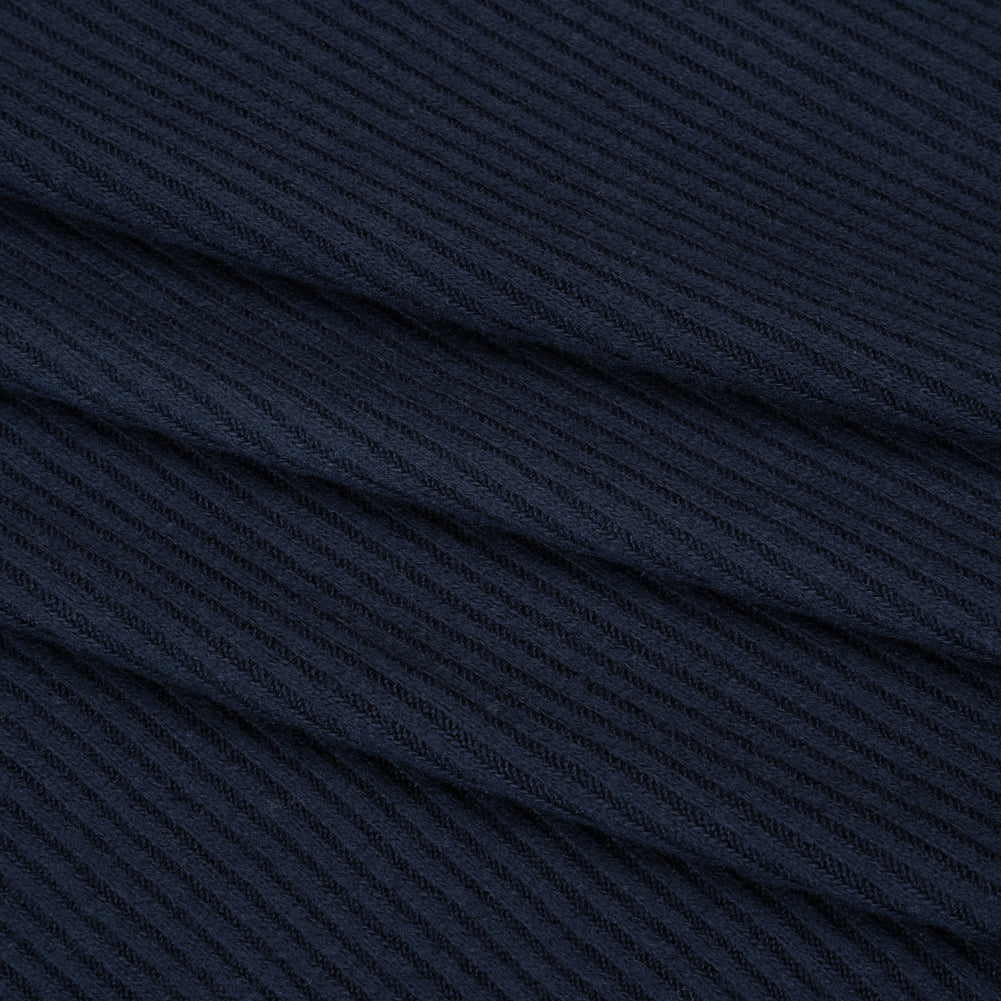Brushed Cozy Stretch Viscose 2x2 Rib Knit - Navy - Deadstock