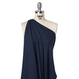 Brushed Cozy Stretch Viscose 2x2 Rib Knit - Navy - Deadstock