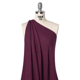 Brushed Cozy Stretch Viscose 2x2 Rib Knit - Plum - Deadstock