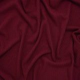 Brushed Cozy Stretch Viscose 2x2 Rib Knit - Wine - Deadstock