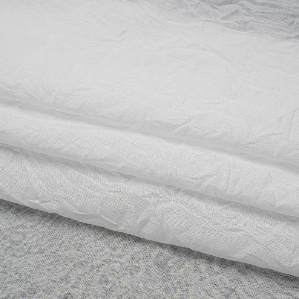 Crinkled Lightweight Cotton Woven - White PFD - Deadstock