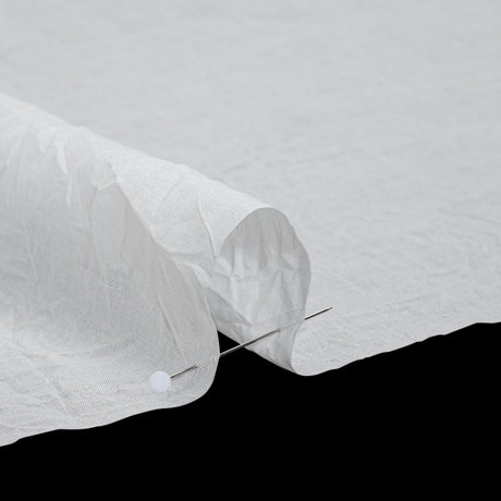 Crinkled Lightweight Cotton Woven - White PFD - Deadstock