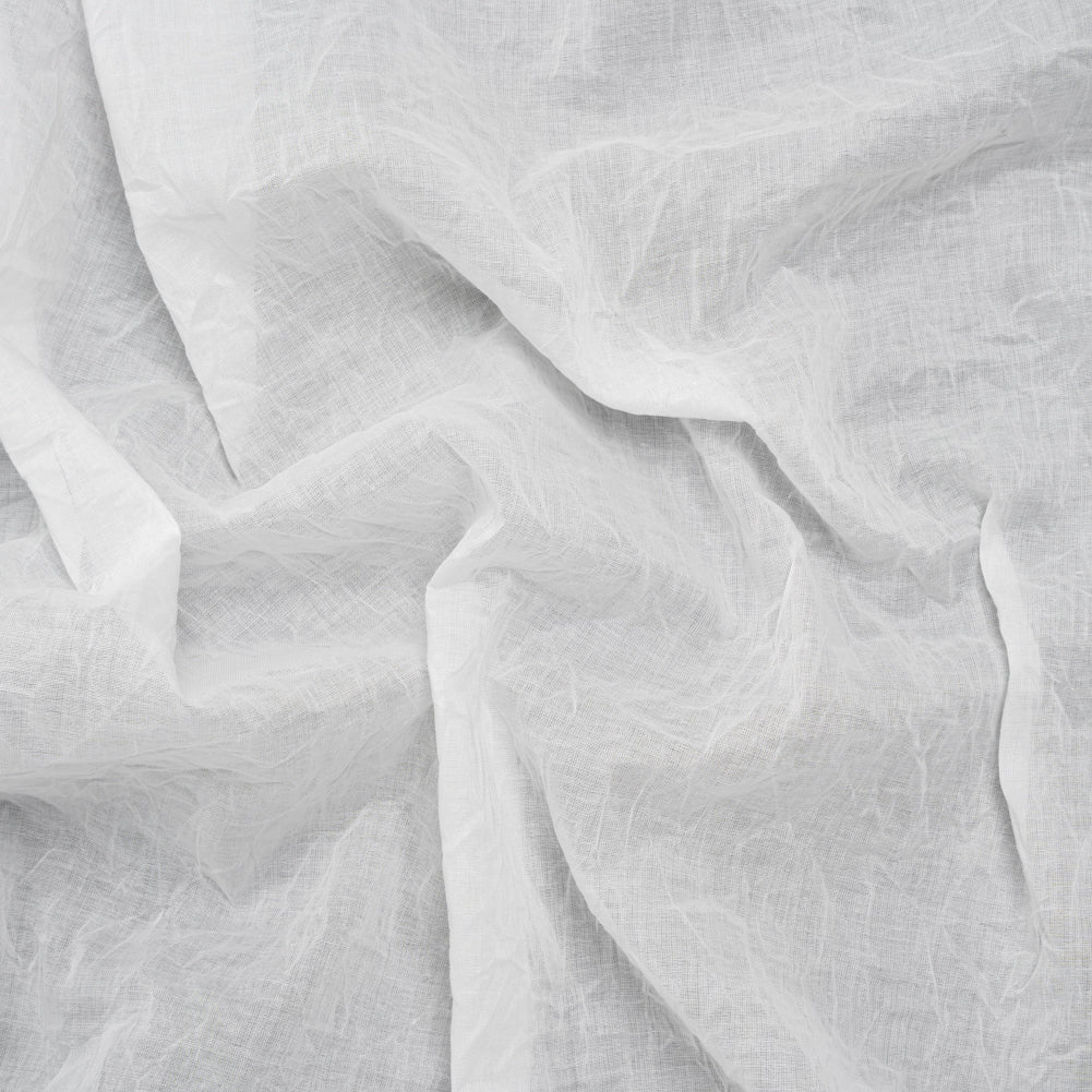 Crinkled Lightweight Cotton Woven - White PFD - Deadstock