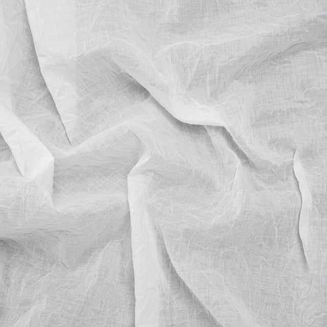 Crinkled Lightweight Cotton Woven - White PFD - Deadstock