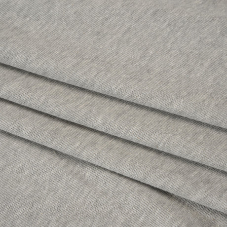 Cotton and Polyester 1x1 Rib Knit - Heathered Light Gray - Deadstock