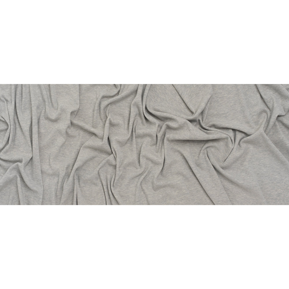 Cotton and Polyester 1x1 Rib Knit - Heathered Light Gray - Deadstock