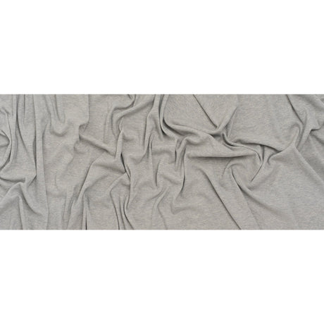 Cotton and Polyester 1x1 Rib Knit - Heathered Light Gray - Deadstock