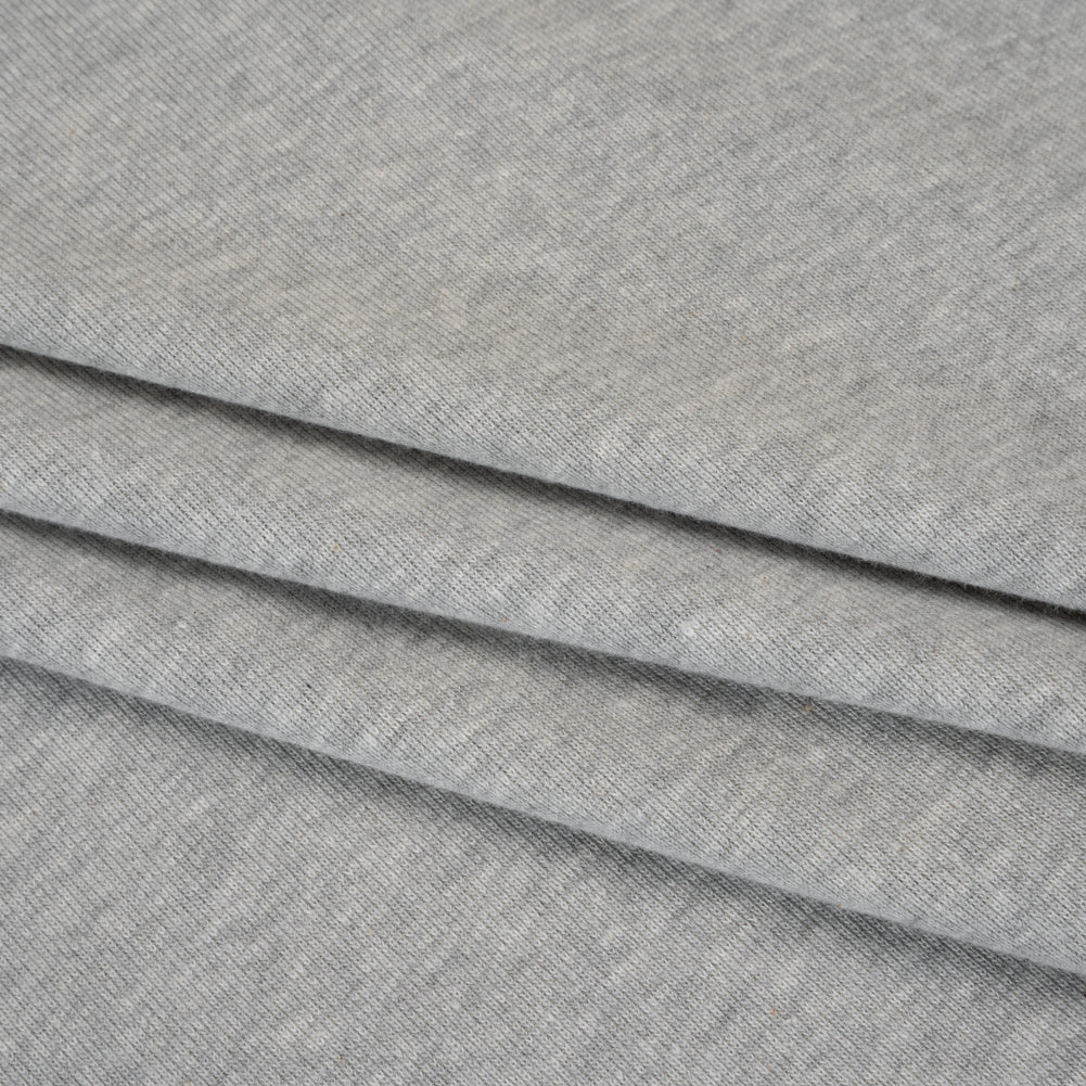Cotton and Polyester 1x1 Rib Knit - Heathered Warm Gray - Deadstock
