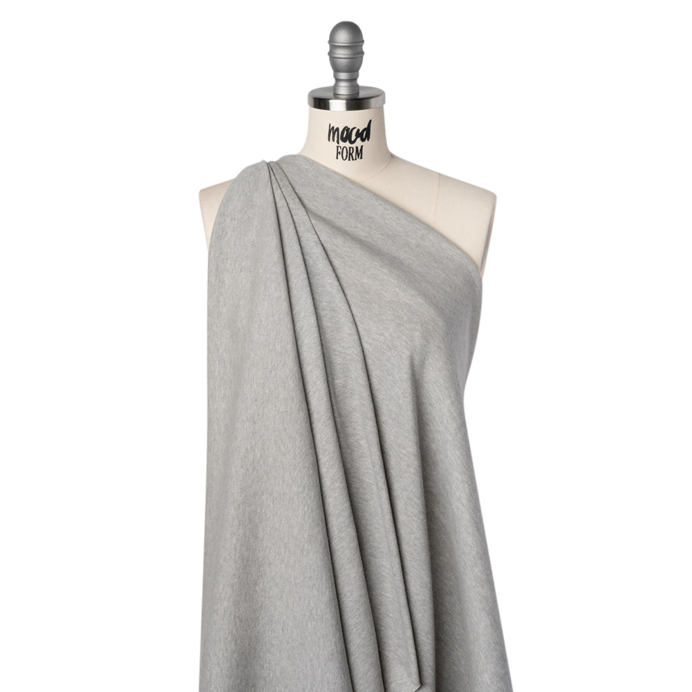 Cotton and Polyester 1x1 Rib Knit - Heathered Warm Gray - Deadstock