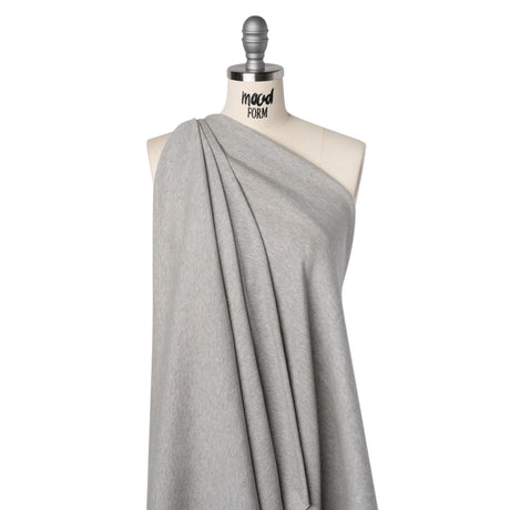 Cotton and Polyester 1x1 Rib Knit - Heathered Warm Gray - Deadstock