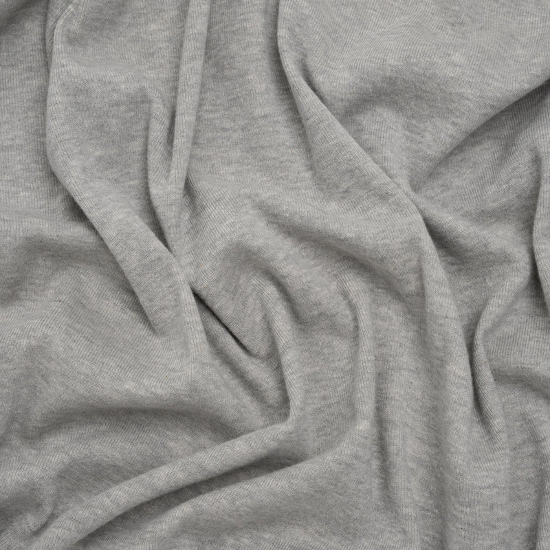 Cotton and Polyester 1x1 Rib Knit - Heathered Warm Gray - Deadstock