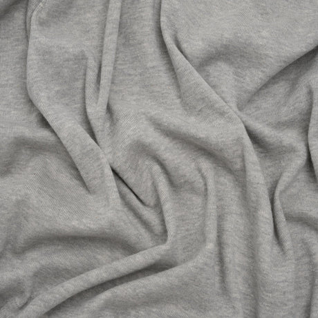 Cotton and Polyester 1x1 Rib Knit - Heathered Warm Gray - Deadstock