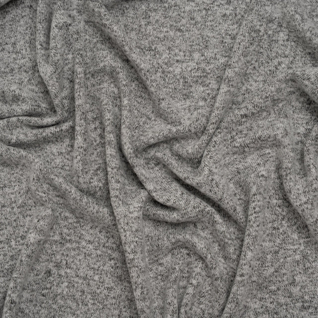 Cozy Brushed Stretch Rayon Sweater Knit - Heathered Light Gray - Deadstock