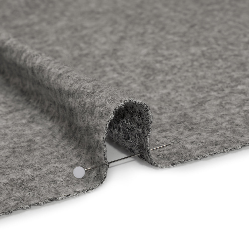 Brushed Stretch Rayon and Polyester Waffle Sweater Knit - Heathered Light Gray - Deadstock