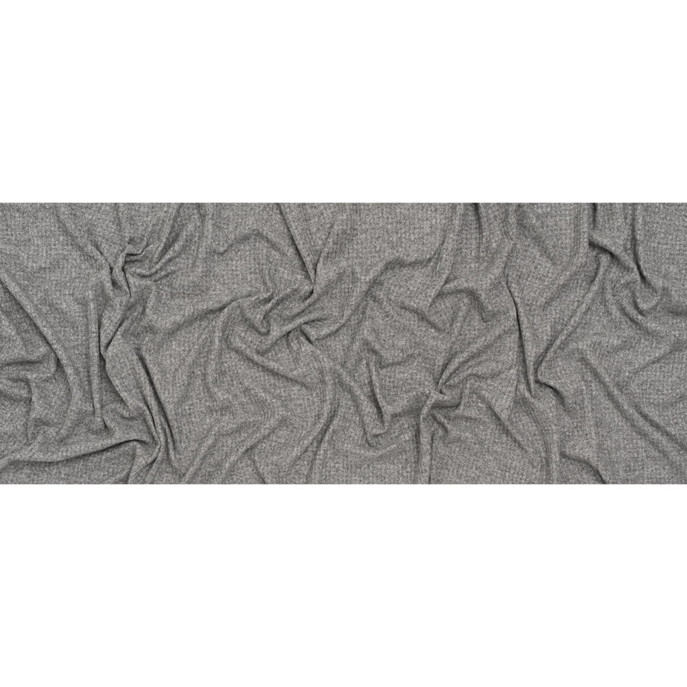 Brushed Stretch Rayon and Polyester Waffle Sweater Knit - Heathered Light Gray - Deadstock