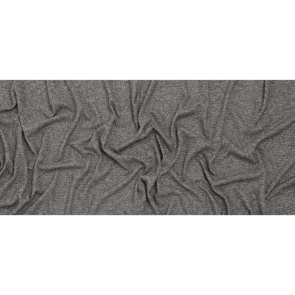 Brushed Stretch Rayon and Polyester Waffle Sweater Knit - Heathered Dark Gray - Deadstock