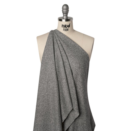 Brushed Stretch Rayon and Polyester Waffle Sweater Knit - Heathered Dark Gray - Deadstock