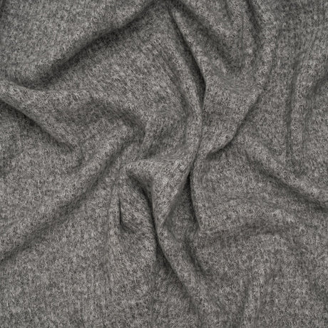 Brushed Stretch Rayon and Polyester Waffle Sweater Knit - Heathered Dark Gray - Deadstock