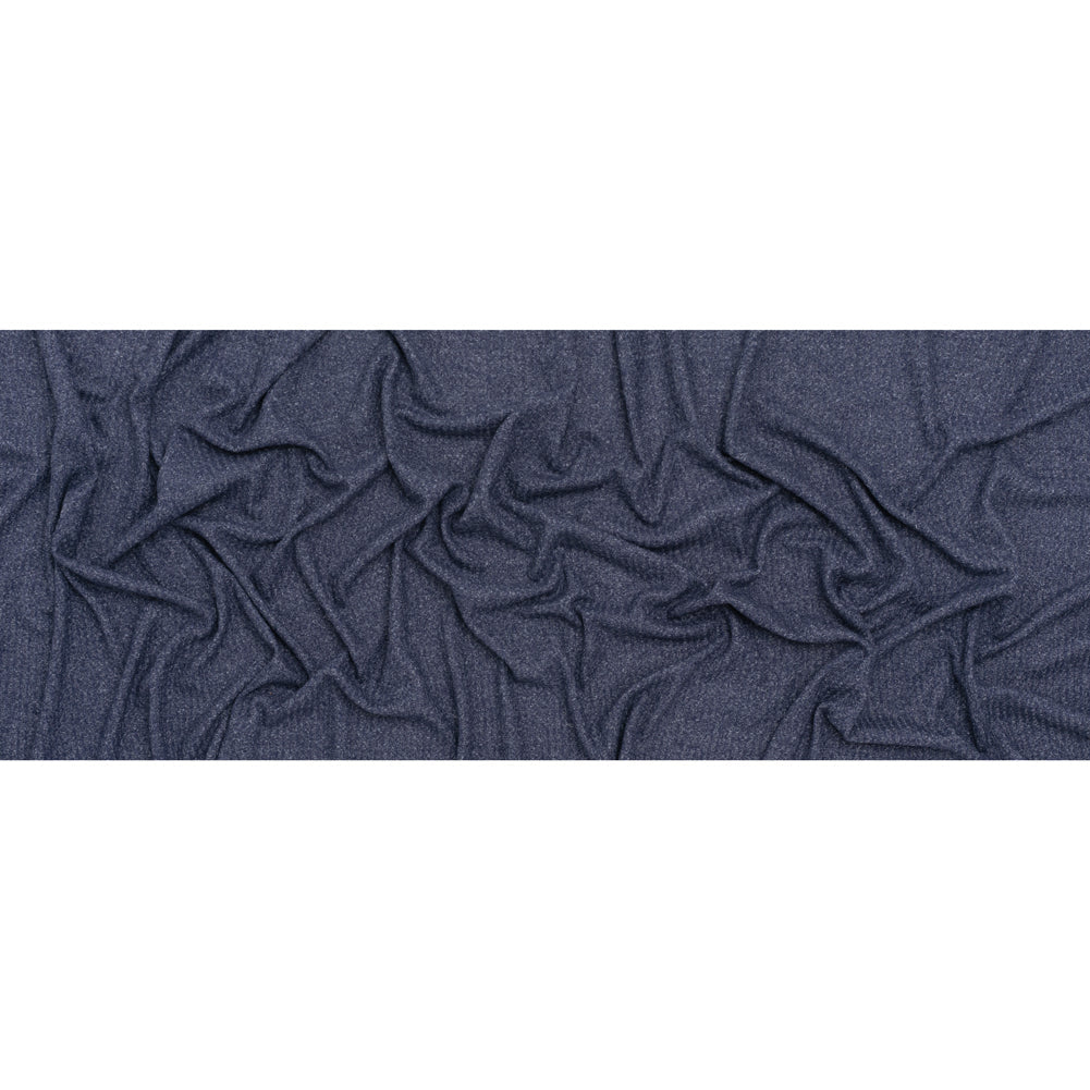 Brushed Stretch Rayon and Polyester Waffle Sweater Knit - Heathered Navy Blue - Deadstock