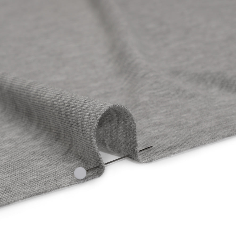 Polyester 1x1 Rib Knit - Heathered Gray - Deadstock