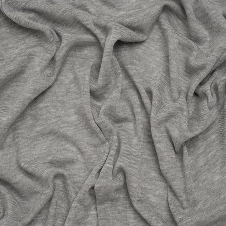 Polyester 1x1 Rib Knit - Heathered Gray - Deadstock