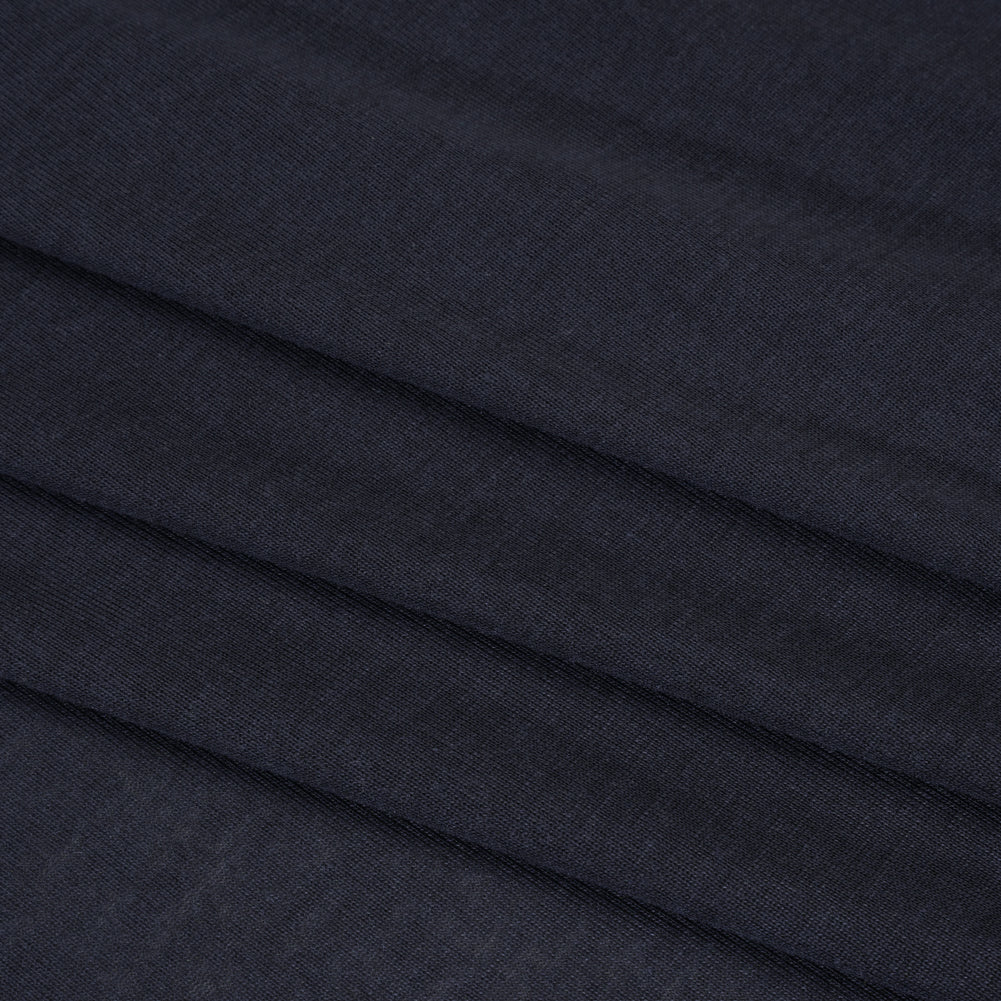 Polyester 1x1 Rib Knit - Navy Blue - Deadstock