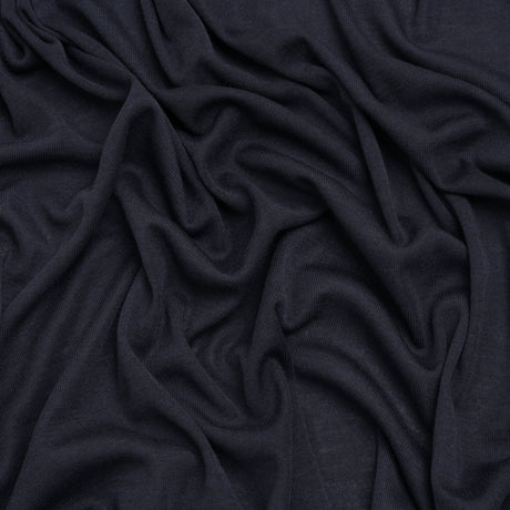Polyester 1x1 Rib Knit - Navy Blue - Deadstock