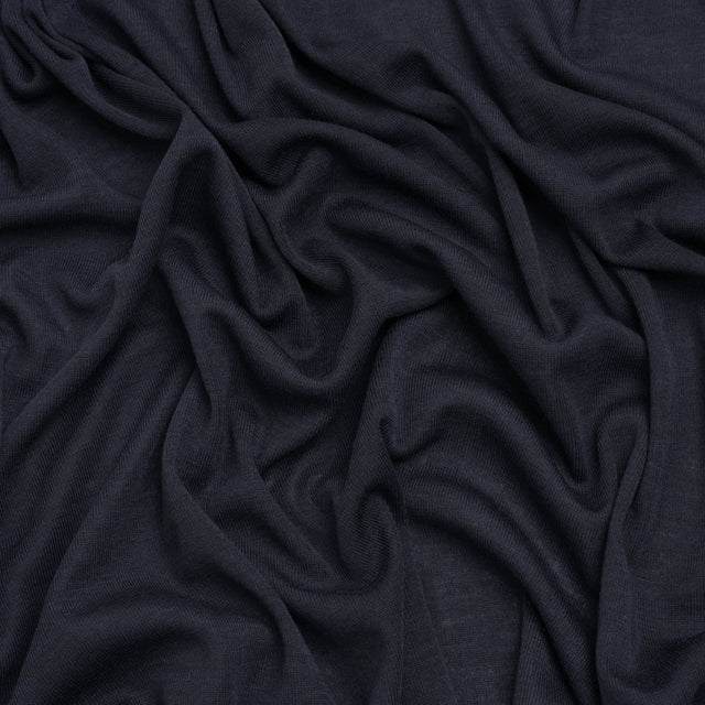 Polyester 1x1 Rib Knit - Navy Blue - Deadstock